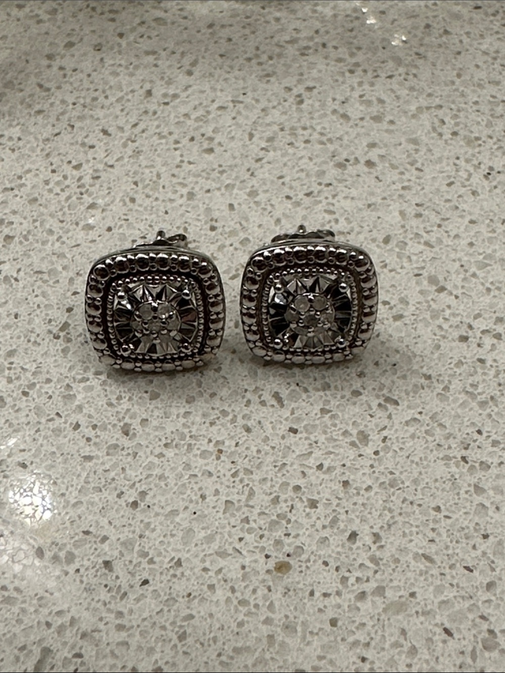 1/10 ct. t.w. Diamond Square Sterling Silver Stud Earrings - Belk